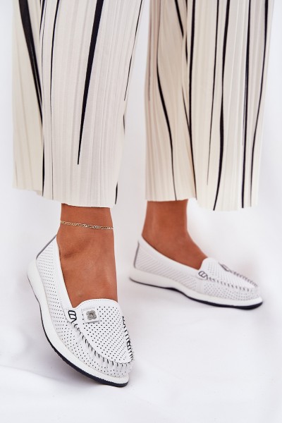 Ladies Leather Moccasins S.Barski LR51-673 White