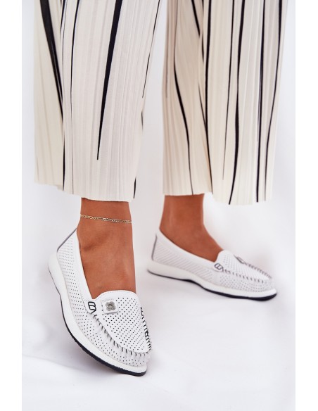 Ladies Leather Moccasins S.Barski LR51-673 White