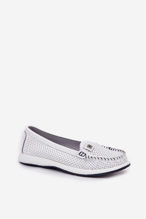 Ladies Leather Moccasins S.Barski LR51-673 White