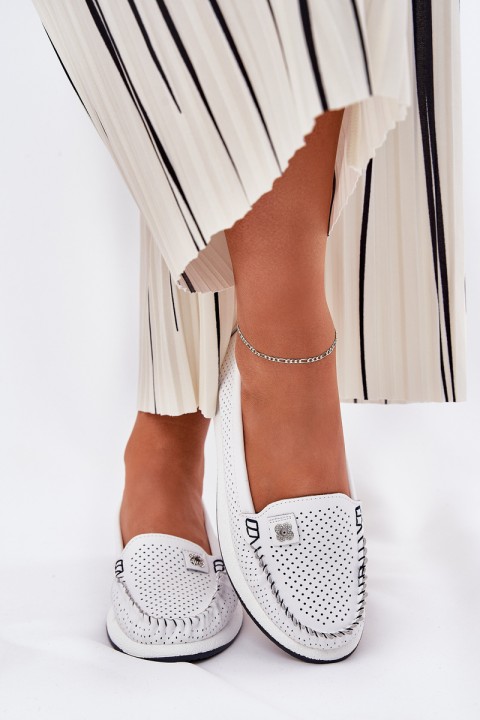 Ladies Leather Moccasins S.Barski LR51-673 White