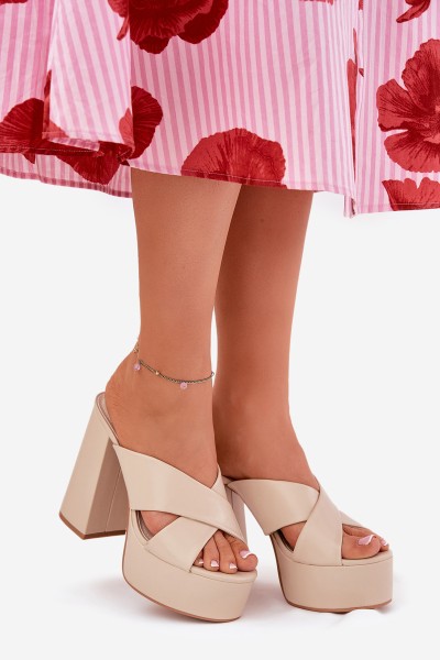 Women's Platform And Heeled Sandals Beige Lenobos