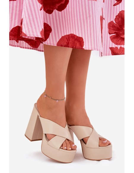 Moteriški sandalai su aukštakulniais smėlio spalvos Lenobos