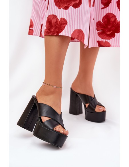 Women's Platform And Block Heels Sandals Black Lenobos
