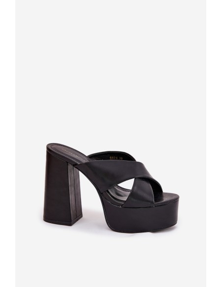 Moteriški Platforminiai ir Block Kulniukai Sandalai Juodi Lenobos