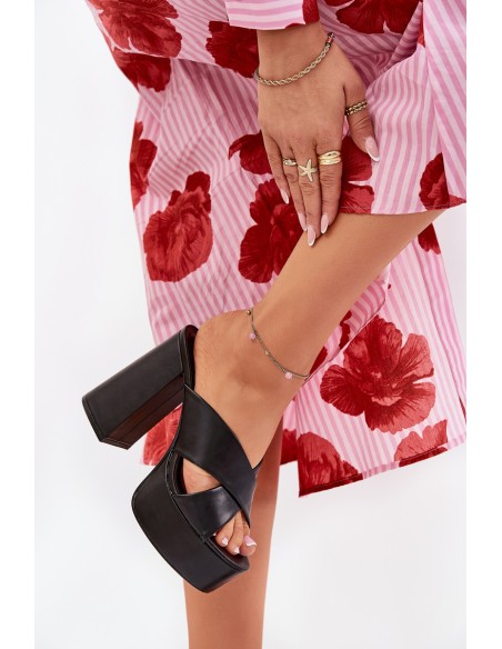 Women's Platform And Block Heels Sandals Black Lenobos