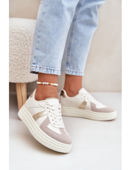 Eco Leather Women's Sneakers On Platform Beige Goriette