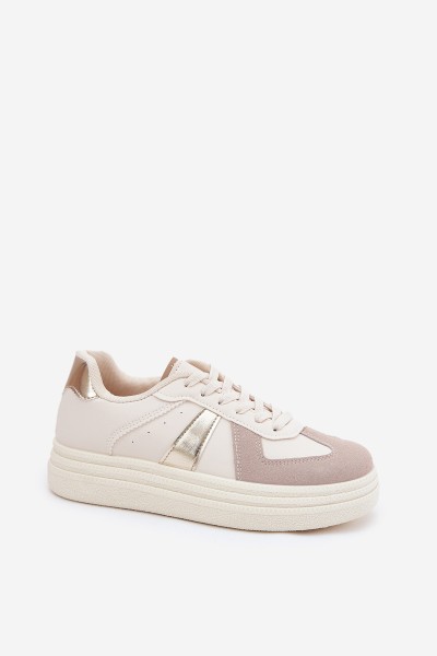Eco Leather Women's Sneakers On Platform Beige Goriette 2