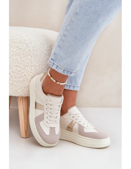 Eco Leather Women's Sneakers On Platform Beige Goriette