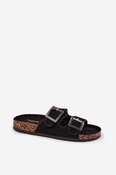Women's Sandals With Buckles On Cork Sole Black Sercele 2
