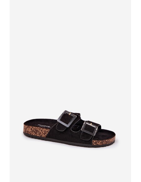 Women's Sandals With Buckles On Cork Sole Black Sercele