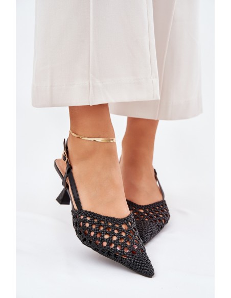 Stiletto Heels With Pointed Toe And Open Heel Black Umirana