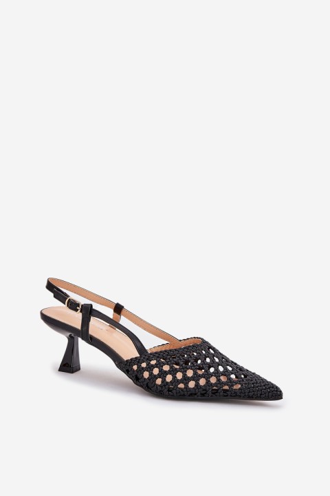 Stiletto aukštakulniai su smailiu pirštu ir atviru kulnu Juoda Umirana