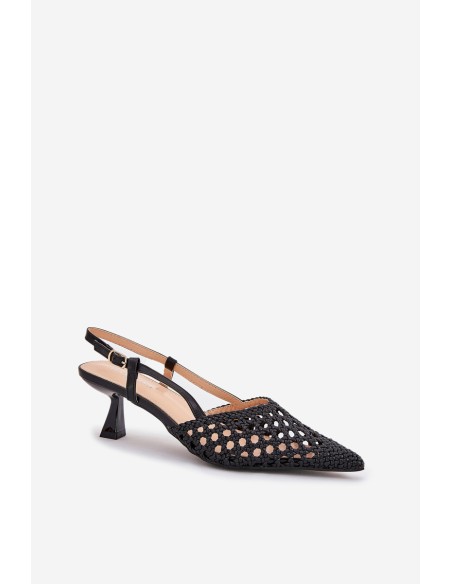 Stiletto Heels With Pointed Toe And Open Heel Black Umirana