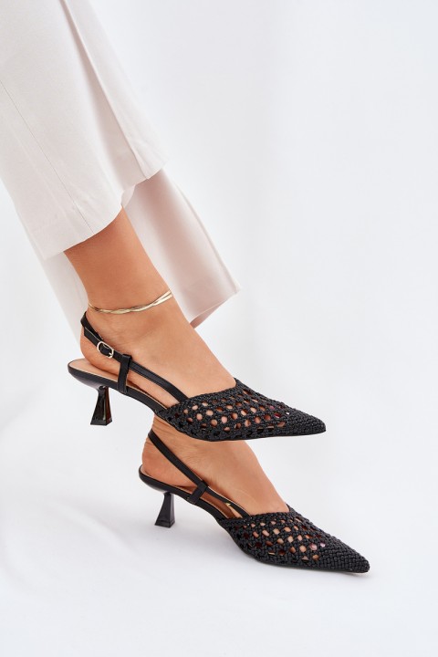 Stiletto Heels With Pointed Toe And Open Heel Black Umirana