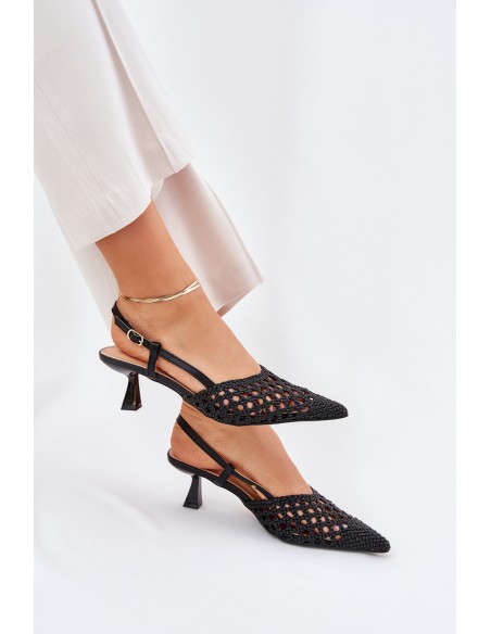 Stiletto Heels With Pointed Toe And Open Heel Black Umirana