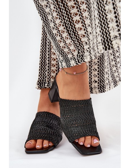 Ladies Mules With Braiding On Heel Black Ciariloria