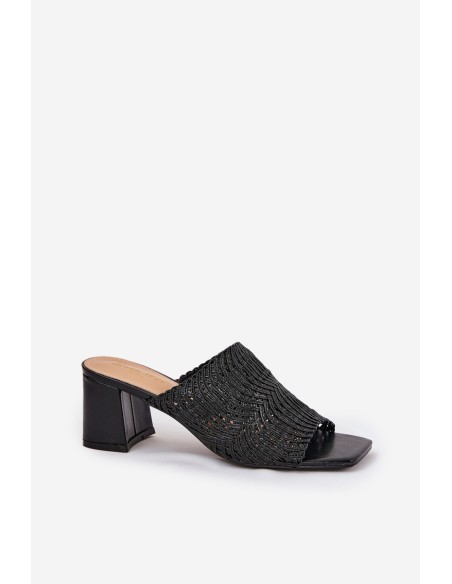 Ladies Mules With Braiding On Heel Black Ciariloria