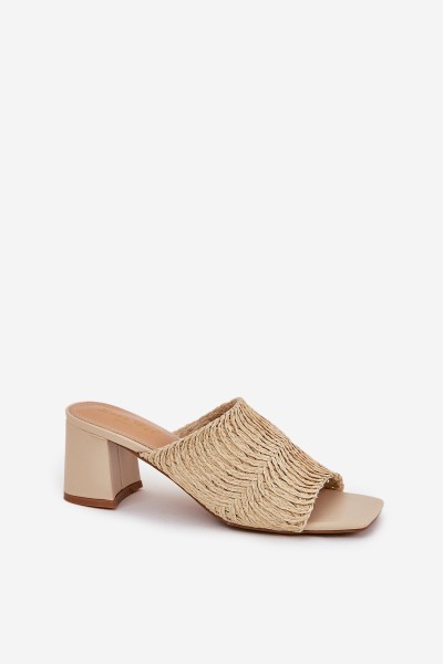 Women's Heeled Sandals With Weaving Beige Ciariloria 2
