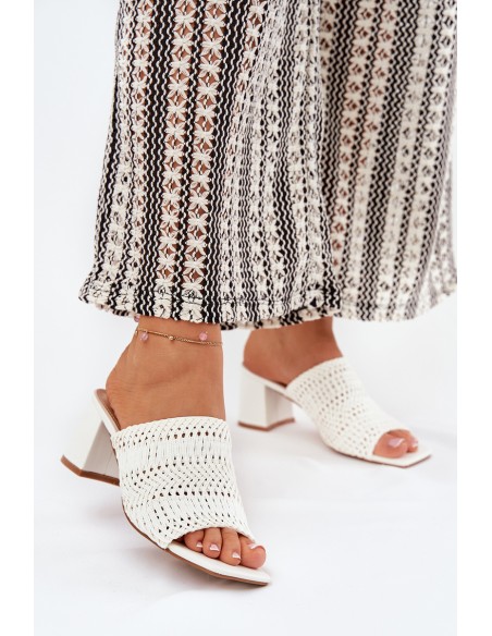Women's Slippers With Braiding On Heel White Ciariloria