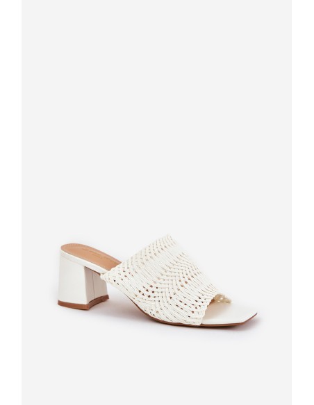 Women's Slippers With Braiding On Heel White Ciariloria