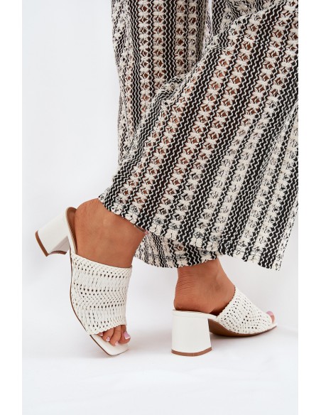 Women's Slippers With Braiding On Heel White Ciariloria