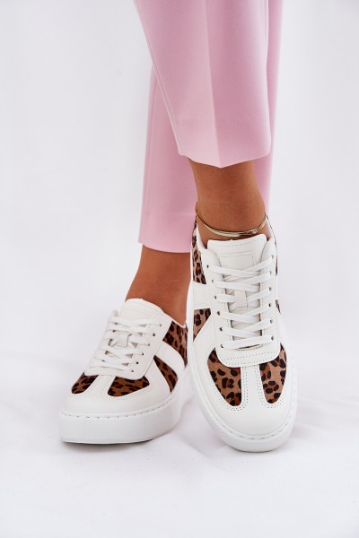 Women Sneakers With Leopard Print On Platform White Nativira