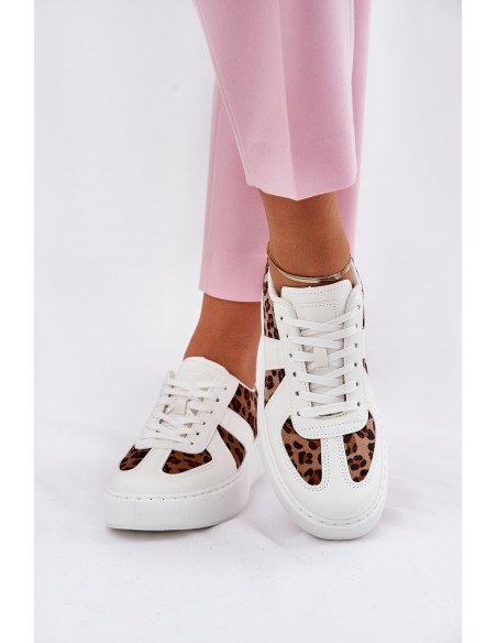 Women Sneakers With Leopard Print On Platform White Nativira