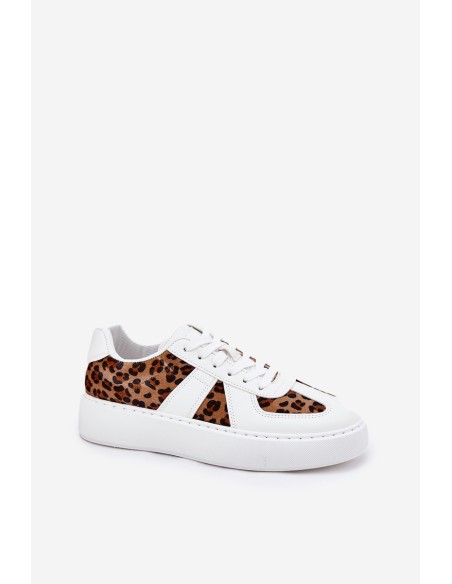Women Sneakers With Leopard Print On Platform White Nativira