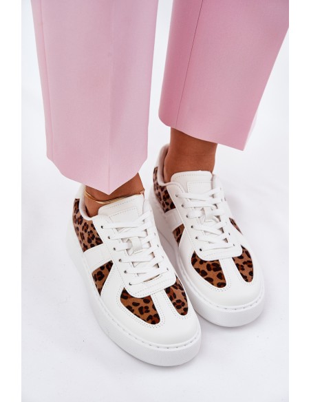 Women Sneakers With Leopard Print On Platform White Nativira