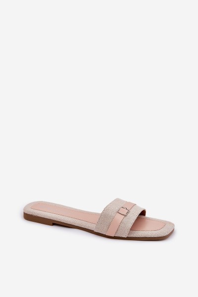 Flat Women's Slippers With Strap And Buckle Beige Zilina 2