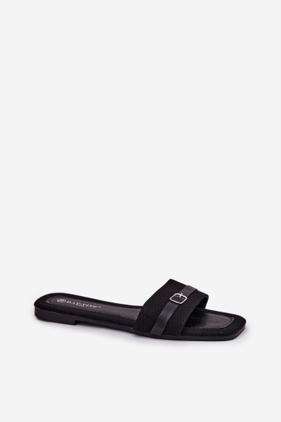 Flat Ladies Slippers With Strap And Buckle Black Zilina 2