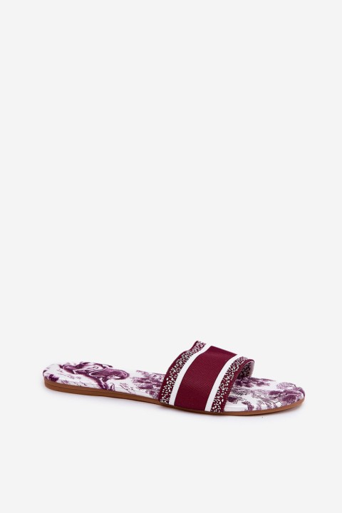Patterned Flat Sandals Women Bordeaux Leysi
