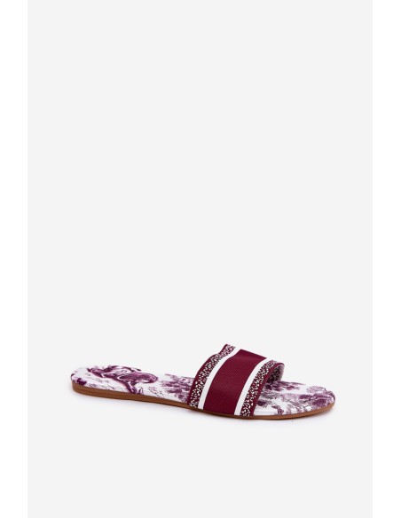 Patterned Flat Sandals Women Bordeaux Leysi