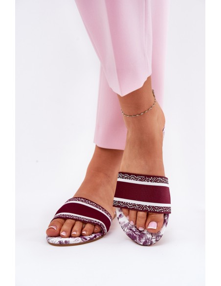 Patterned Flat Sandals Women Bordeaux Leysi