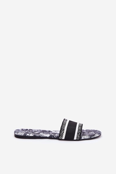 Patterned Flat Women's Slippers Black Leysi 2