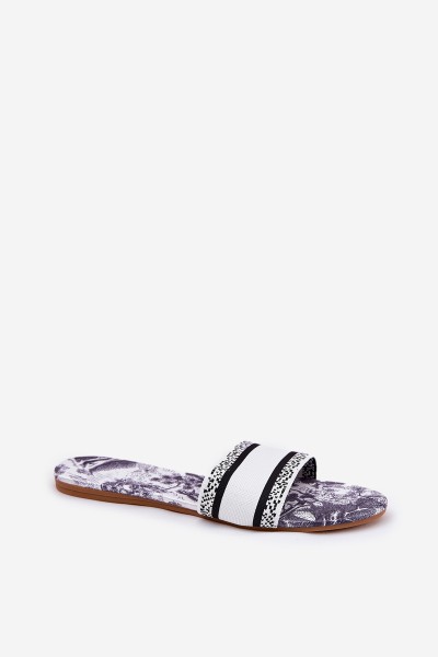 Patterned Flat Women's Sandals White Leysi 2