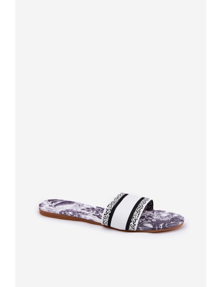 Patterned Flat Women's Sandals White Leysi