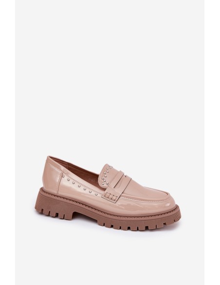Ladies Patent Moccasins With Decoration Beige Nallae