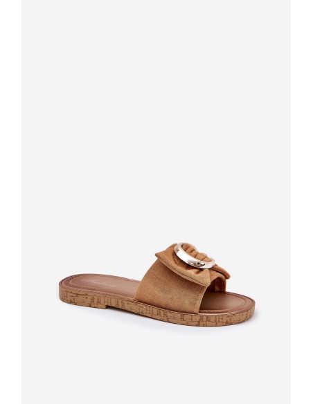 Flat Women Sandals With Decorative Detail Camel Nellodra