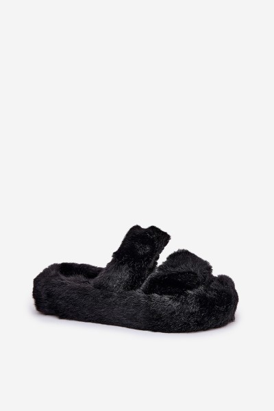Women's Fur Slippers On Platform Black Talfedi 2