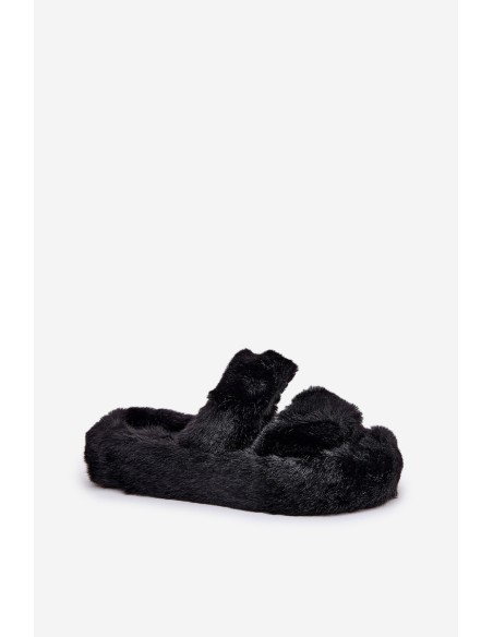 Women's Fur Slippers On Platform Black Talfedi