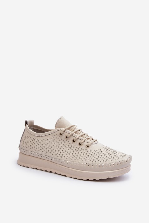 Leather Women's Sports Sneakers Beige Lalnai