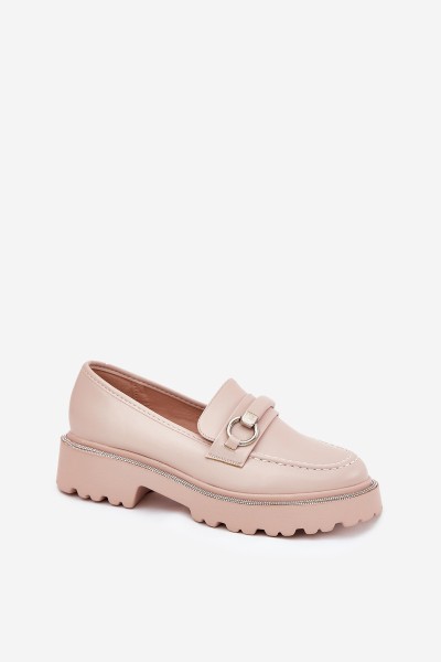 Ladies Moccasins Decorated With Rhinestones Beige Patina 2