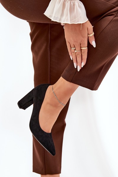Eco Suede Heels On A Heel Black Ellinoria