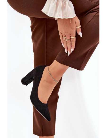 Eco Suede Heels On A Heel Black Ellinoria