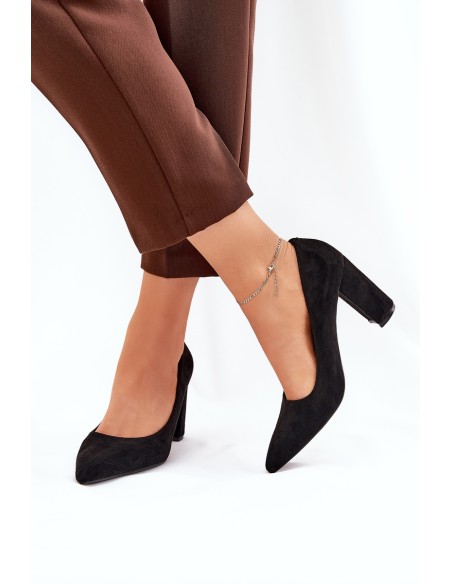 Eco Suede Heels On A Heel Black Ellinoria