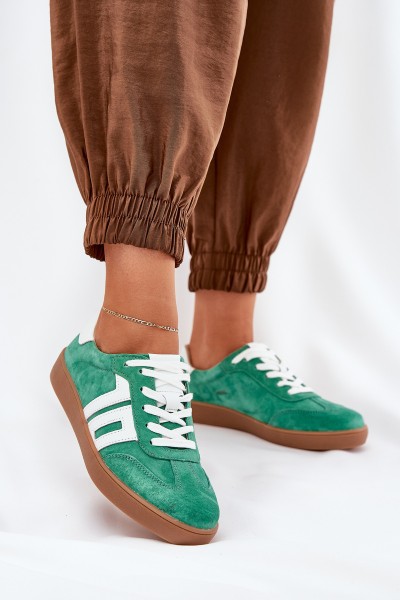 Sneakers Sports Shoes Suede Green Vinceza 79517