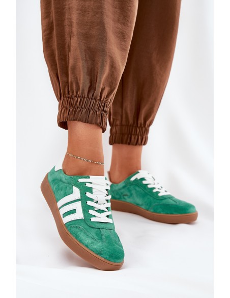 Sneakers Sports Shoes Suede Green Vinceza 79517