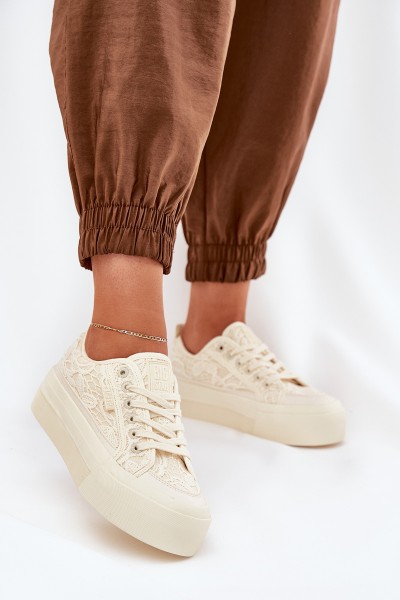 Nėriniuoti moteriški sportbačiai Big Star smėlio spalvos