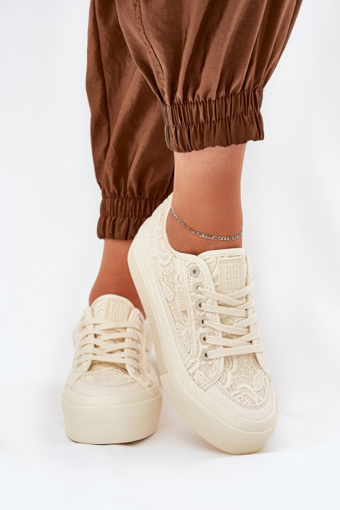 Lace Women's Sneakers Big Star RR274746 Beige